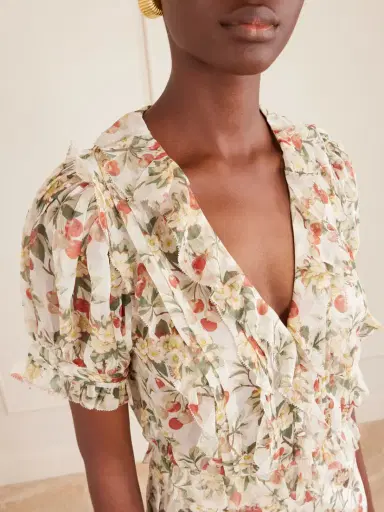 DÔEN Salona Pintucked Ruffled Floral-print Silk-georgette Blouse | Thumbnail 4