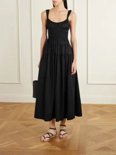 DÔEN Clover Shirred Organic Cotton-poplin Midi Dress | Thumbnail 2 DÔEN Clover Shirred Organic Cotton-poplin Midi Dress | Thumbnail 2