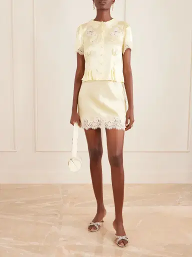 DÔEN Yvette Lace-trimmed Silk-satin Blouse | Thumbnail 2 DÔEN Yvette Lace-trimmed Silk-satin Blouse | Thumbnail 2