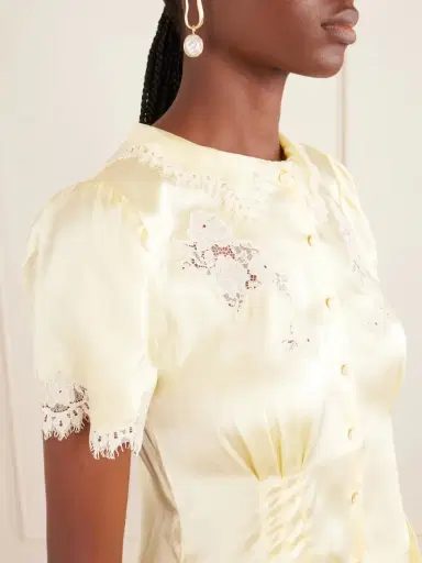 DÔEN Yvette Lace-trimmed Silk-satin Blouse | Thumbnail 4 DÔEN Yvette Lace-trimmed Silk-satin Blouse | Thumbnail 4