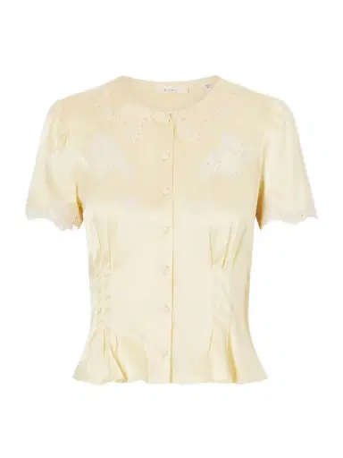 DÔEN Yvette Lace-trimmed Silk-satin Blouse | Thumbnail 1 DÔEN Yvette Lace-trimmed Silk-satin Blouse | Thumbnail 1