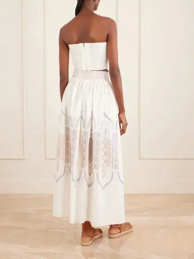 Emporio Sirenuse Ombretta Embroidered Cotton-blend Poplin Midi Skirt | Thumbnail 3 Emporio Sirenuse Ombretta Embroidered Cotton-blend Poplin Midi Skirt | Thumbnail 3