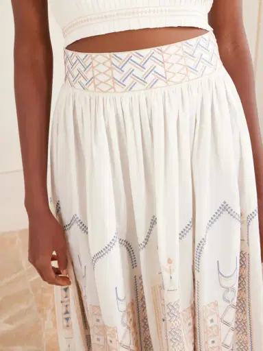 Emporio Sirenuse Ombretta Embroidered Cotton-blend Poplin Midi Skirt | Thumbnail 4 Emporio Sirenuse Ombretta Embroidered Cotton-blend Poplin Midi Skirt | Thumbnail 4