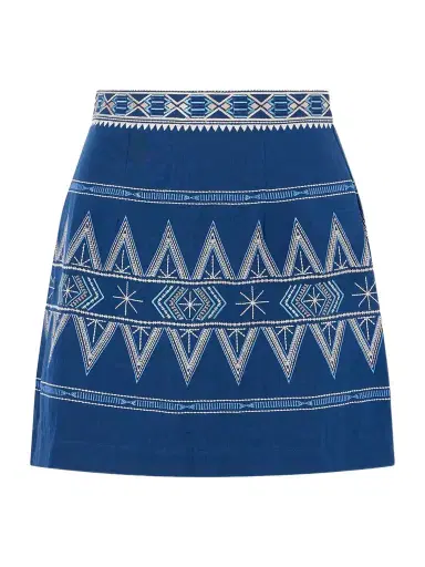 Emporio Sirenuse Giuliana Embroidered Cotton And Linen-blend Mini Skirt | Thumbnail 1 Emporio Sirenuse Giuliana Embroidered Cotton And Linen-blend Mini Skirt | Thumbnail 1