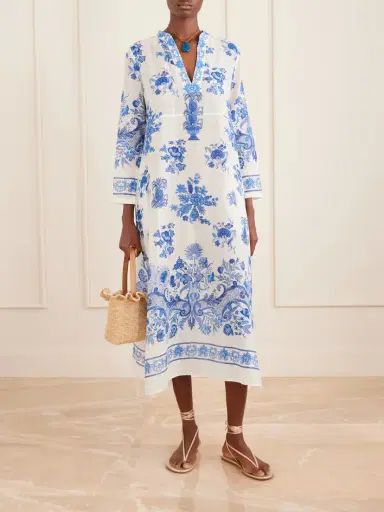 Emporio Sirenuse Giada Floral-print Cotton-voile Kaftan | Thumbnail 2
