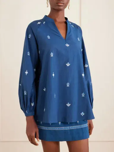Emporio Sirenuse Ilizia Embroidered Cotton And Silk-blend Blouse | Thumbnail 3 Emporio Sirenuse Ilizia Embroidered Cotton And Silk-blend Blouse | Thumbnail 3
