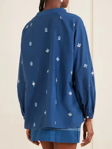 Emporio Sirenuse Ilizia Embroidered Cotton And Silk-blend Blouse | Thumbnail 4 Emporio Sirenuse Ilizia Embroidered Cotton And Silk-blend Blouse | Thumbnail 4
