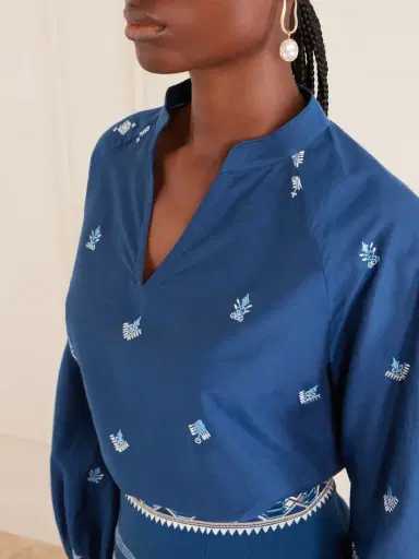 Emporio Sirenuse Ilizia Embroidered Cotton And Silk-blend Blouse | Thumbnail 5 Emporio Sirenuse Ilizia Embroidered Cotton And Silk-blend Blouse | Thumbnail 5
