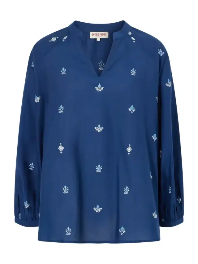 Emporio Sirenuse Ilizia Embroidered Cotton And Silk-blend Blouse