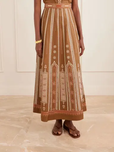 Emporio Sirenuse Camille Embroidered Cotton-blend Midi Skirt | Thumbnail 3