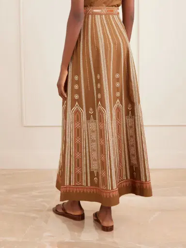 Emporio Sirenuse Camille Embroidered Cotton-blend Midi Skirt | Thumbnail 4