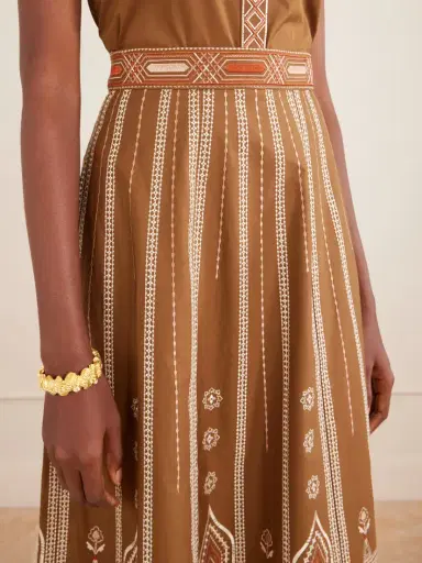 Emporio Sirenuse Camille Embroidered Cotton-blend Midi Skirt | Thumbnail 5
