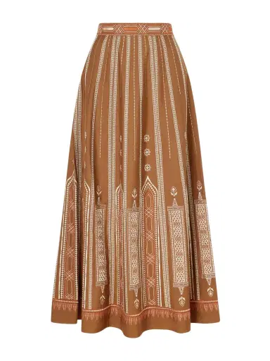 Emporio Sirenuse Camille Embroidered Cotton-blend Midi Skirt | Thumbnail 1