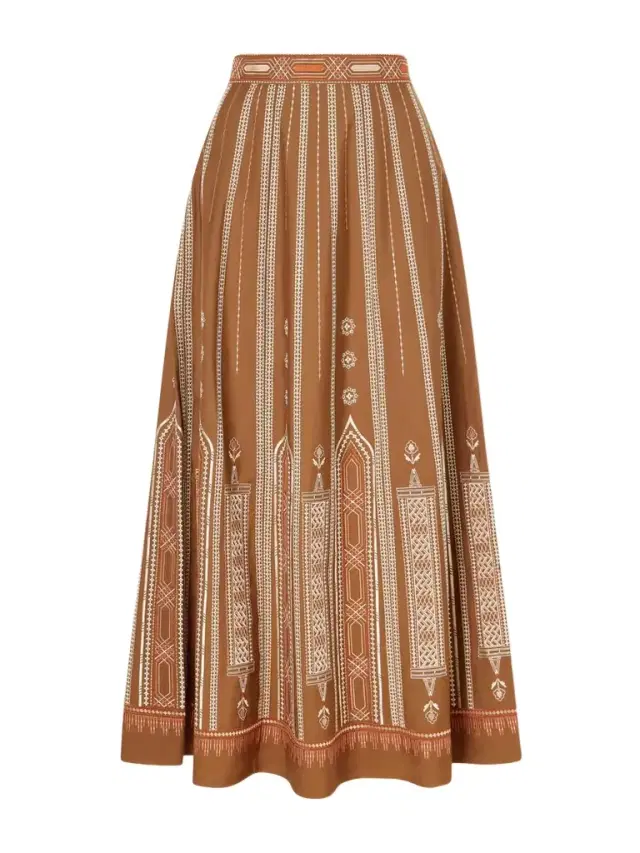 Camille Embroidered Cotton-blend Midi Skirt