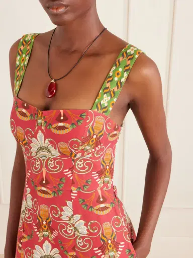 Emporio Sirenuse Azzurra Open-back Floral-print Linen And Cotton-blend Midi Dress | Thumbnail 4 Emporio Sirenuse Azzurra Open-back Floral-print Linen And Cotton-blend Midi Dress | Thumbnail 4