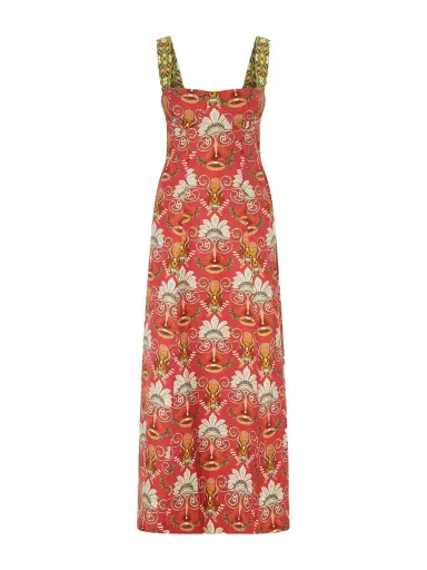 Emporio Sirenuse Azzurra Open-back Floral-print Linen And Cotton-blend Midi Dress | Thumbnail 1 Emporio Sirenuse Azzurra Open-back Floral-print Linen And Cotton-blend Midi Dress | Thumbnail 1