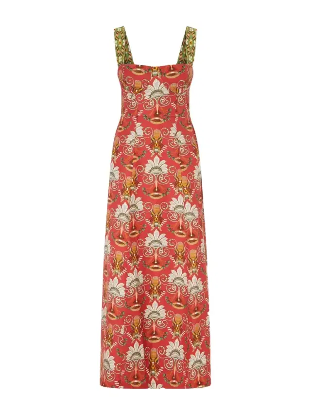 Emporio Sirenuse Azzurra Open-back Floral-print Linen And Cotton-blend Midi Dress