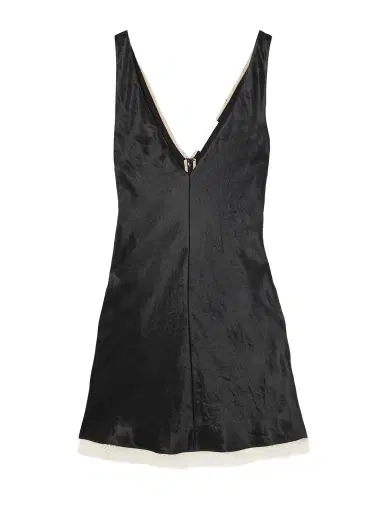 Maria McManus Scalloped Lace-trimmed Hammered-satin Mini Dress | Thumbnail 1 Maria McManus Scalloped Lace-trimmed Hammered-satin Mini Dress | Thumbnail 1