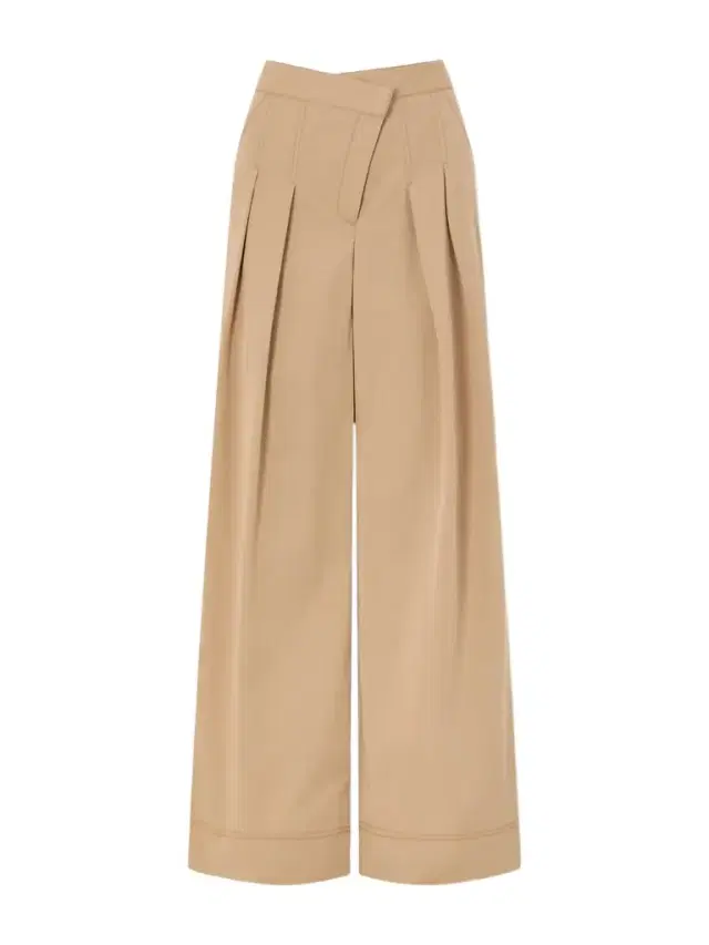 Pleated Cotton-blend Twill High-rise Wide-leg Pants