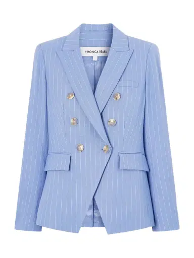 Veronica Beard Miller Double-breasted Pinstriped Woven Blazer | Thumbnail 1