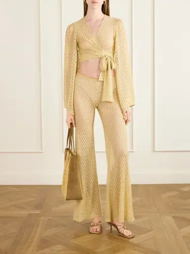 Missoni Cropped Metallic Crochet-knitted Wrap Top | Thumbnail 2