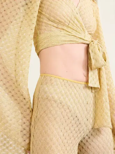 Missoni Cropped Metallic Crochet-knitted Wrap Top | Thumbnail 4