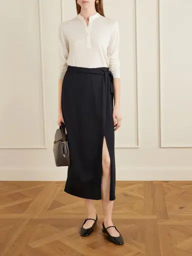 TOTEME Organic Cotton And Silk-blend Wrap Midi Skirt | Thumbnail 2