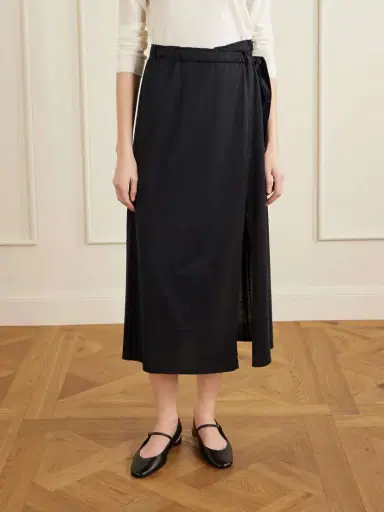 TOTEME Organic Cotton And Silk-blend Wrap Midi Skirt | Thumbnail 3