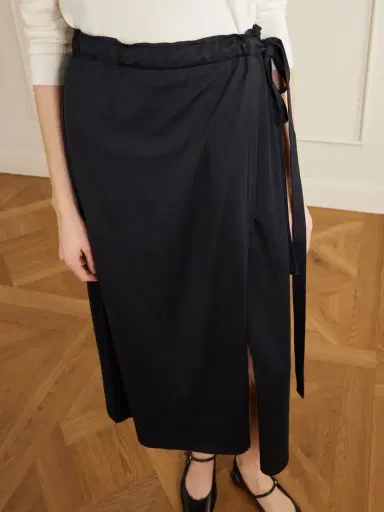 TOTEME Organic Cotton And Silk-blend Wrap Midi Skirt | Thumbnail 5