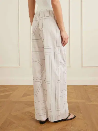 TOTEME Embroidered Organic Cotton And Lyocell-blend Wide-leg Pants | Thumbnail 4 TOTEME Embroidered Organic Cotton And Lyocell-blend Wide-leg Pants | Thumbnail 4