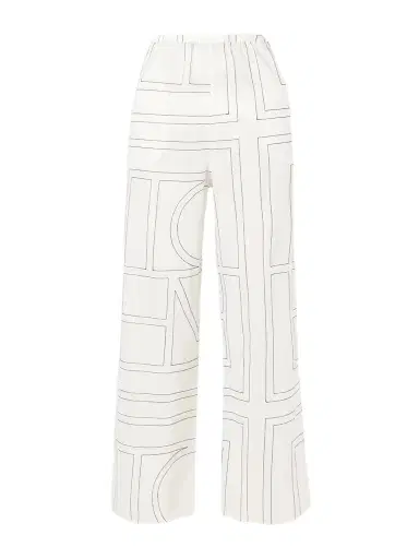 TOTEME Embroidered Organic Cotton And Lyocell-blend Wide-leg Pants | Thumbnail 1 TOTEME Embroidered Organic Cotton And Lyocell-blend Wide-leg Pants | Thumbnail 1