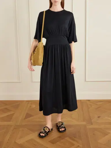 TOTEME Cotton And Silk-blend Midi Dress | Thumbnail 2 TOTEME Cotton And Silk-blend Midi Dress | Thumbnail 2