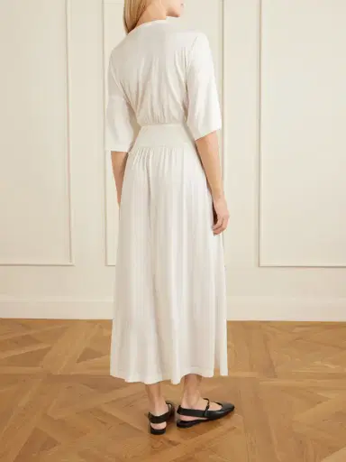 TOTEME Gathered Organic Cotton And Silk-blend Midi Dress | Thumbnail 3