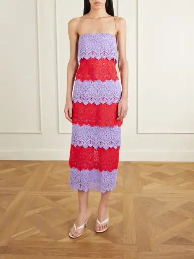 Carolina Herrera Strapless Tiered Lace Midi Dress | Thumbnail 2 Carolina Herrera Strapless Tiered Lace Midi Dress | Thumbnail 2