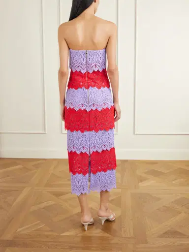 Carolina Herrera Strapless Tiered Lace Midi Dress | Thumbnail 3 Carolina Herrera Strapless Tiered Lace Midi Dress | Thumbnail 3