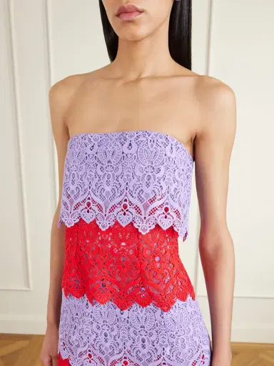 Carolina Herrera Strapless Tiered Lace Midi Dress | Thumbnail 4 Carolina Herrera Strapless Tiered Lace Midi Dress | Thumbnail 4