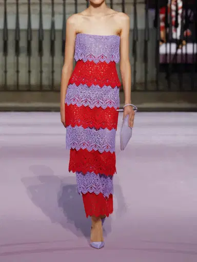 Carolina Herrera Strapless Tiered Lace Midi Dress | Thumbnail 5 Carolina Herrera Strapless Tiered Lace Midi Dress | Thumbnail 5