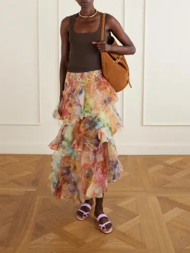 Zimmermann Luna Ruffled Chiffon Midi Skirt | Thumbnail 2 Zimmermann Luna Ruffled Chiffon Midi Skirt | Thumbnail 2