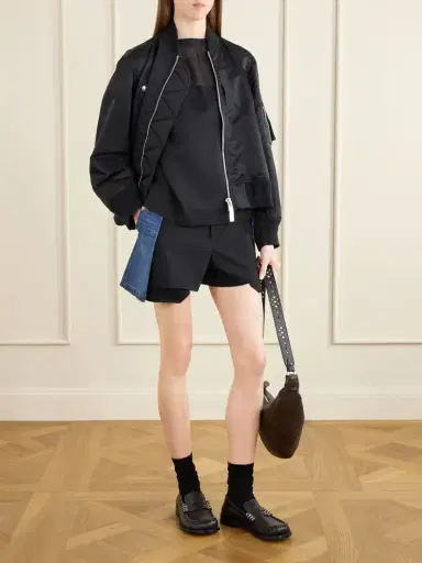 Sacai Belted Wool-trimmed Denim Shorts | Thumbnail 2 Sacai Belted Wool-trimmed Denim Shorts | Thumbnail 2