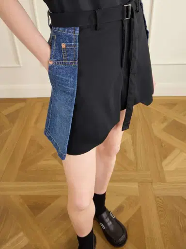 Sacai Belted Wool-trimmed Denim Shorts | Thumbnail 5 Sacai Belted Wool-trimmed Denim Shorts | Thumbnail 5