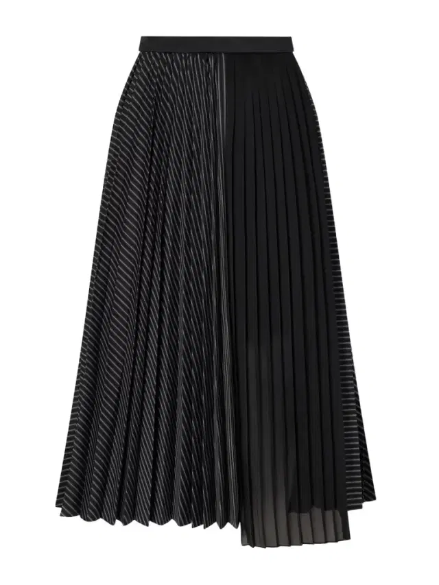 Pleated Striped Chiffon-trimmed Cotton-blend Poplin Maxi Skirt