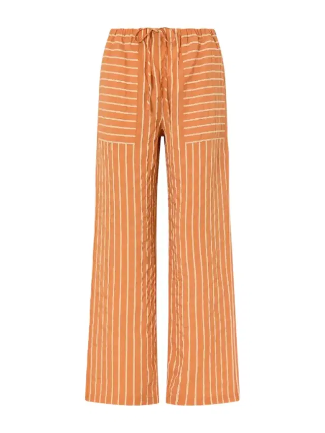 Tangier Striped Crinkled Tencel™-blend Wide-leg Pants