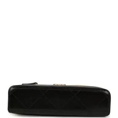Chanel Chanel Coco Base Top Handle Long Vanity Case with Chain Brown Suede and Black Shiny Lambskin Antique Gold Hardware | Thumbnail 6