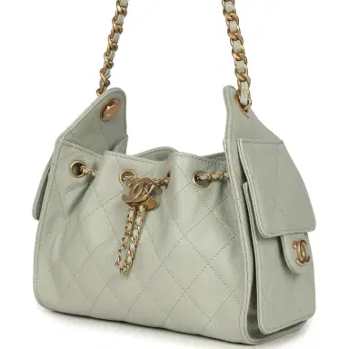 Chanel Chanel Mini 25 Hobo Bag Light Green Caviar Antique Gold Hardware | Thumbnail 5 Chanel Chanel Mini 25 Hobo Bag Light Green Caviar Antique Gold Hardware | Thumbnail 5