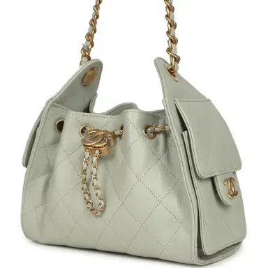 Chanel Chanel Mini 25 Hobo Bag Light Green Caviar Antique Gold Hardware | Thumbnail 5 Chanel Chanel Mini 25 Hobo Bag Light Green Caviar Antique Gold Hardware | Thumbnail 5