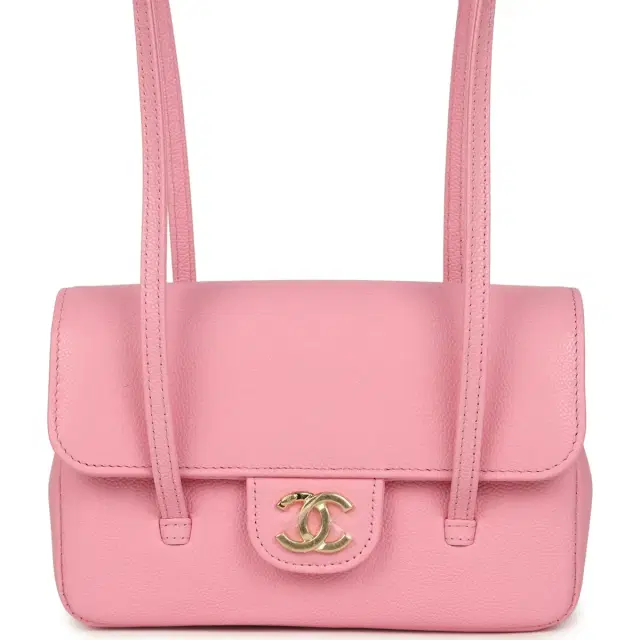 Chanel Chanel Mini Preppy Coco Clutch with Straps Pink Shiny Caviar Brushed Gold Hardware