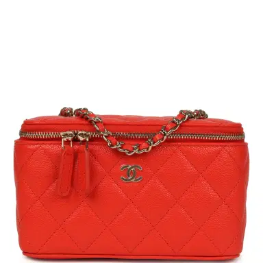Chanel Chanel Small Classic Vanity Case Red Shiny Caviar Light Gold Hardware | Thumbnail 1 Chanel Chanel Small Classic Vanity Case Red Shiny Caviar Light Gold Hardware | Thumbnail 1