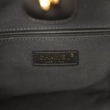Chanel Chanel Small Coco Base Hobo Bag Beige Canvas and Black Shiny Lambskin Gold Hardware | Thumbnail 9