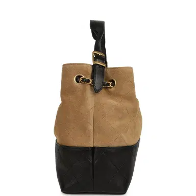 Chanel Chanel Small Coco Base Hobo Bag Brown Suede and Black Shiny Lambskin Brushed Gold Hardware | Thumbnail 3