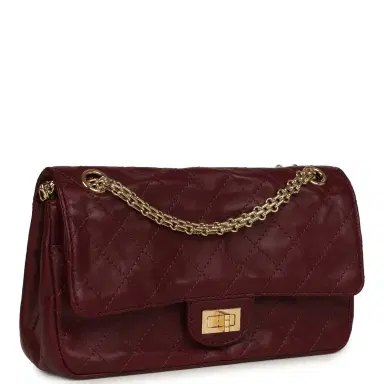 Chanel Chanel Small Reissue 225 2.55 Crush Double Flap Bag Burgundy Lambskin Gold Hardware | Thumbnail 2 Chanel Chanel Small Reissue 225 2.55 Crush Double Flap Bag Burgundy Lambskin Gold Hardware | Thumbnail 2